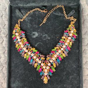 Rhinestone Collar Necklace multi-color, gold Natasha accessories